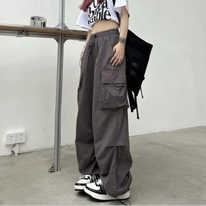 Trendy Women Casual Joggers Tech Pants Solid Low Waist Pants Drawstring Wide Leg